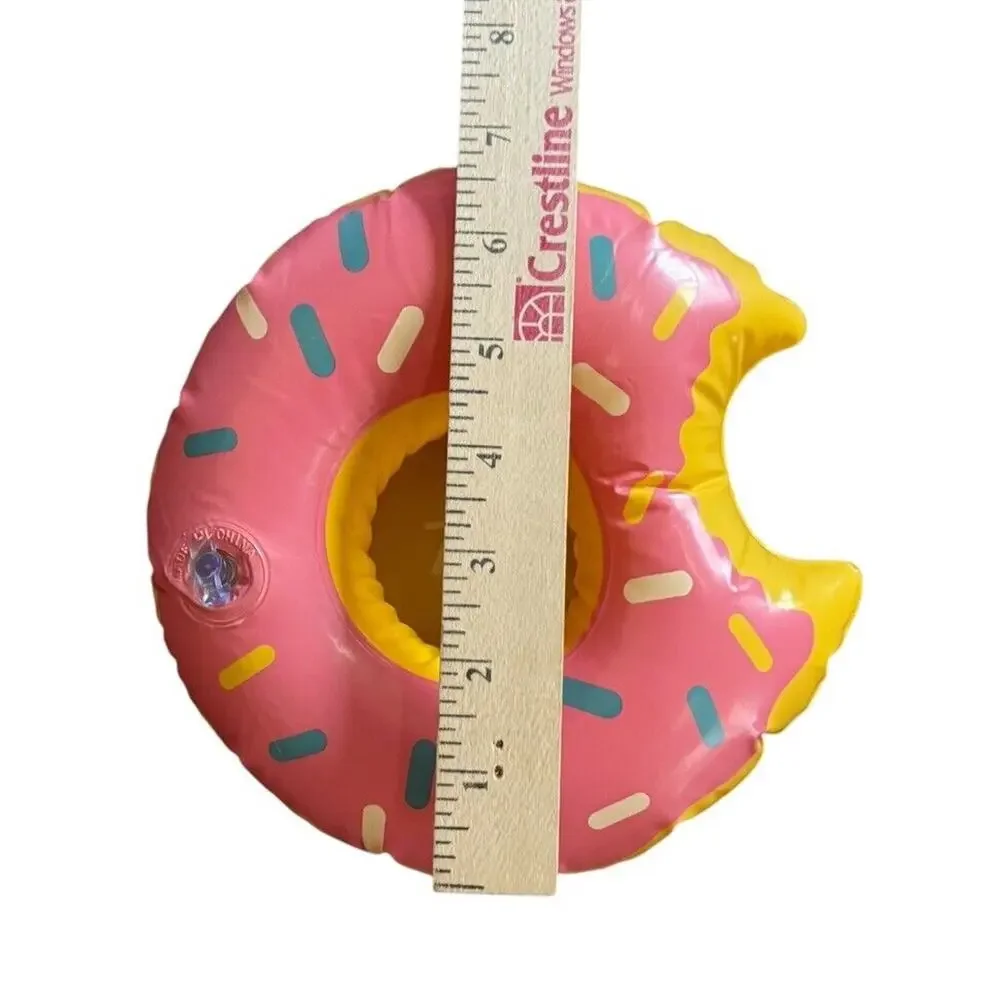 Tim Hortons Large Beach Pool Bath Towel With Inflatable Drink Holder Donut READ